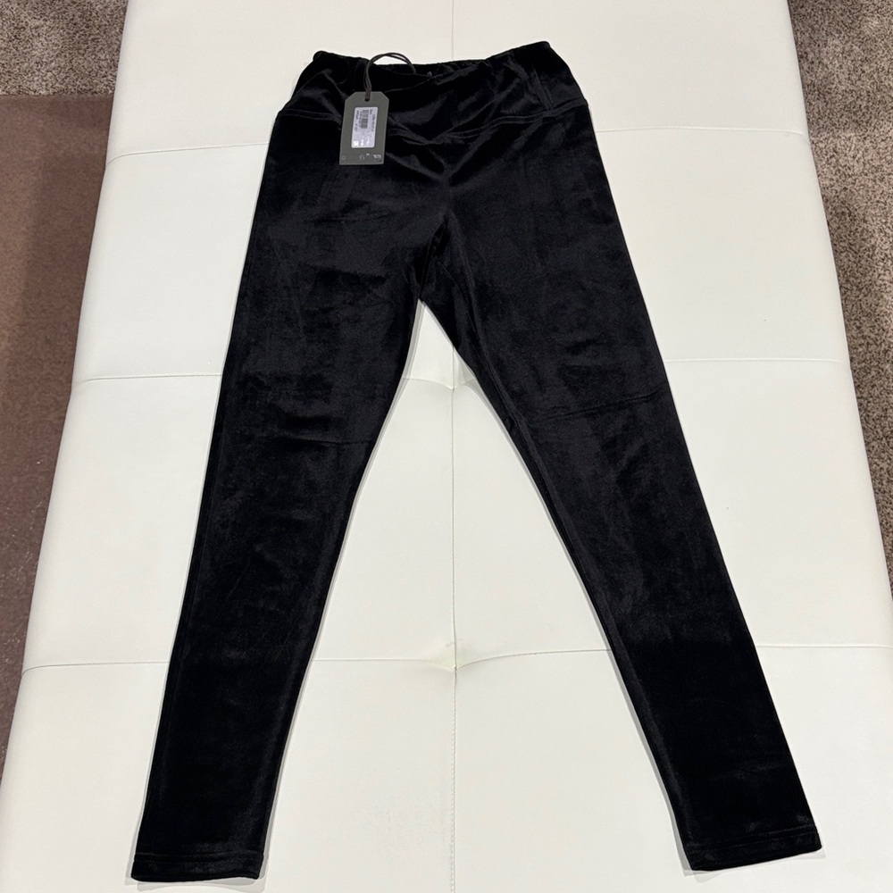 All Saints Black Velvet Leggings